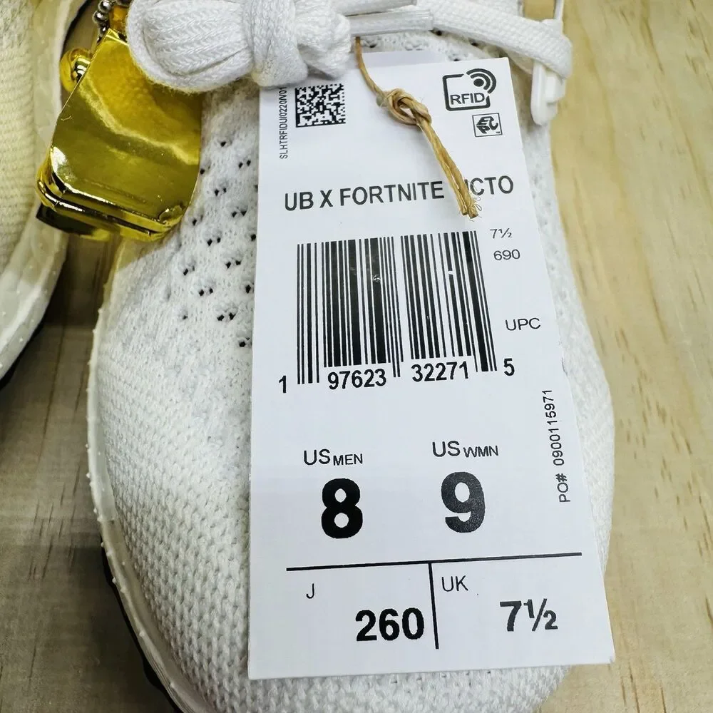 NEW Adidas X Fortnite Victory Crow Ultraboost White Gold Men's Shoes Sz 8